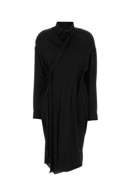 BLACK SATIN SHIRT DRESS made by Balenciaga