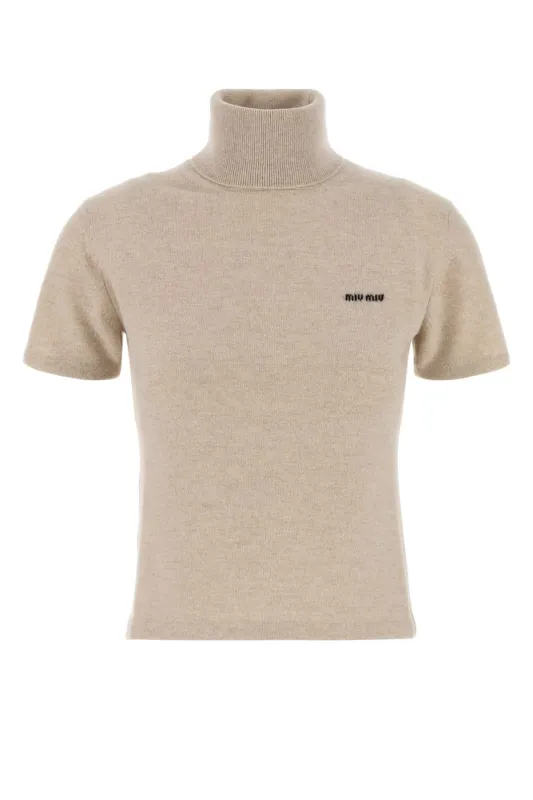 SAND CASHMERE SWEATER made by Miu Miu