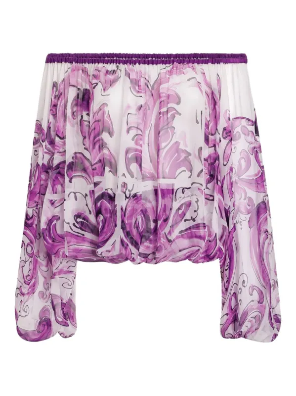 MAJOLICA SILK CHIFFON TOP made by Dolce & Gabanna