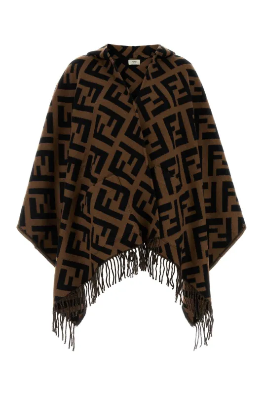 CASHMERE PONCHO WITH FRINGES made by Fendi