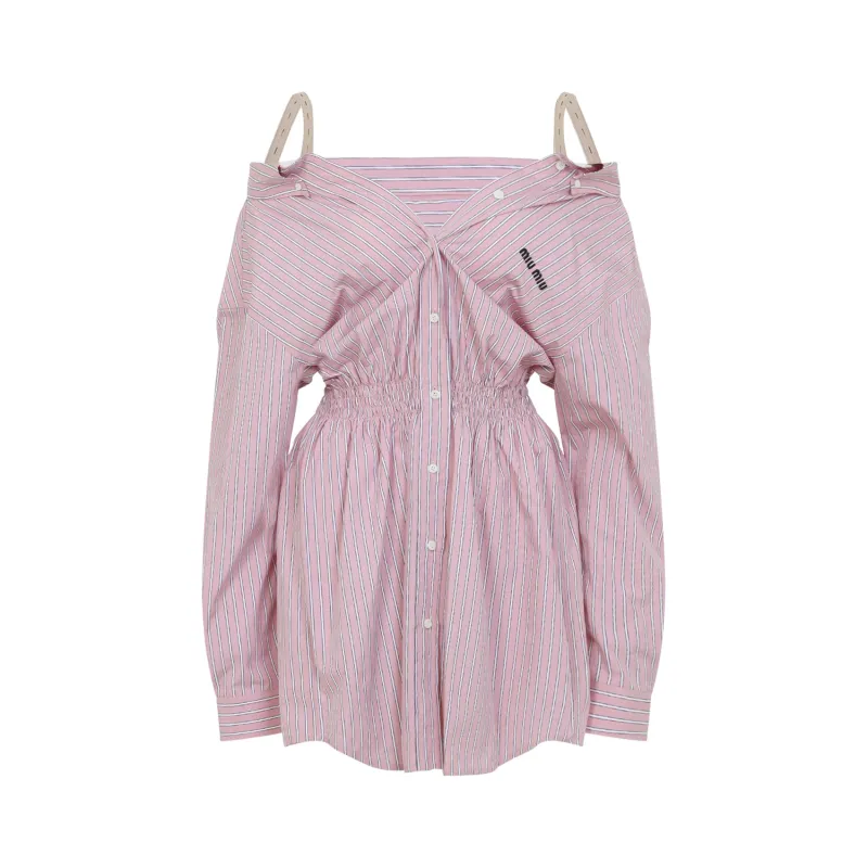 EMBROIDERED POPLIN SHIRT DRESS made by Miu Miu