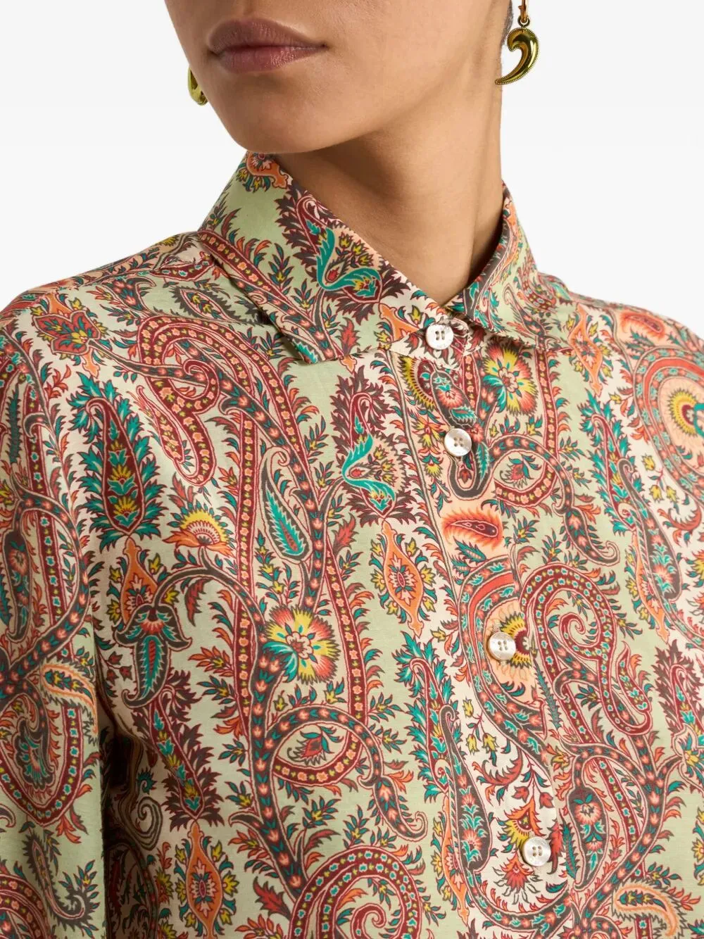 PAISLEY-PRINT SILK BLEND SHIRT sold by Lord & Taylor product image thumbnail 5