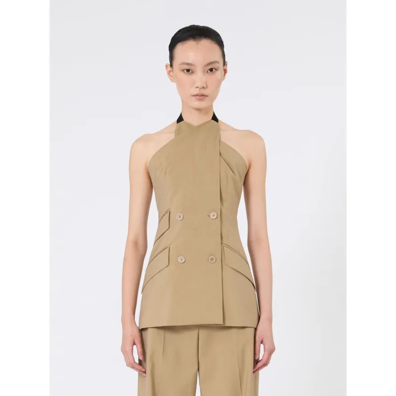 MXSNURAGHE - SLEEVELESS JACKET IN WOOL AND SILK POPLIN made by MaxMara