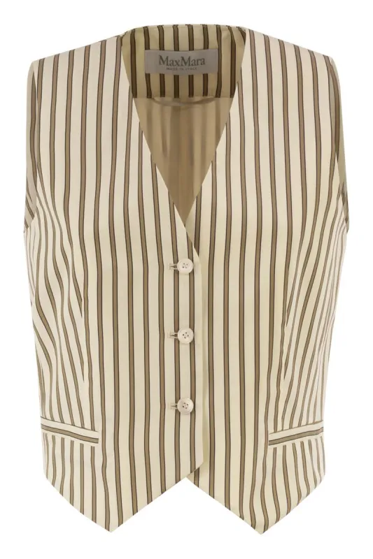 MXMFAUNO - STRIPED COTTON AND SILK CANVAS WAISTCOAT made by MaxMara
