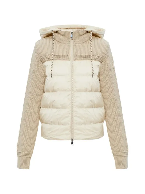 BEIGE WOOL POLYESTER CARDIGAN made by Moncler