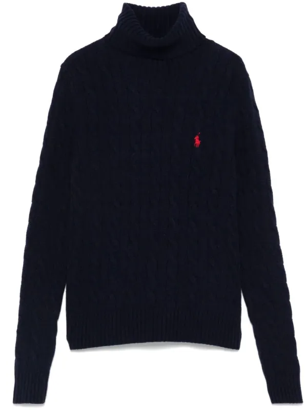 CABLE KNIT HUNTER NAVY COTTON SWEATER made by Polo by Ralph Lauren