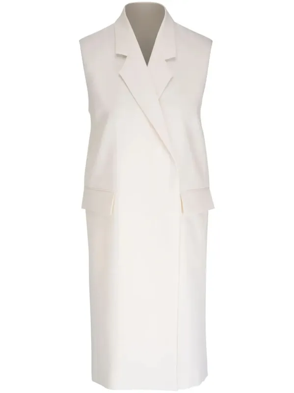 OFF WHITE VISCOSE POLYESTER ELONGATED VEST made by Toteme