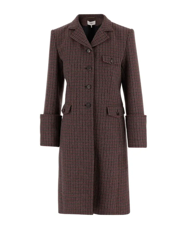 SINGLE-BREASTED GREY RED WOOL COAT sold by Lord & Taylor