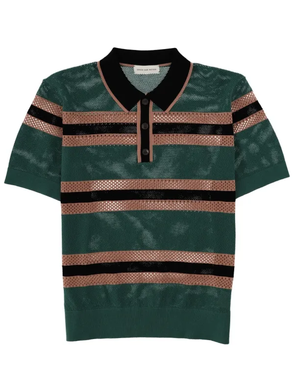 PERFORATED "MERCY STRIPE" POLO SHIRT made by Dries Van Noten