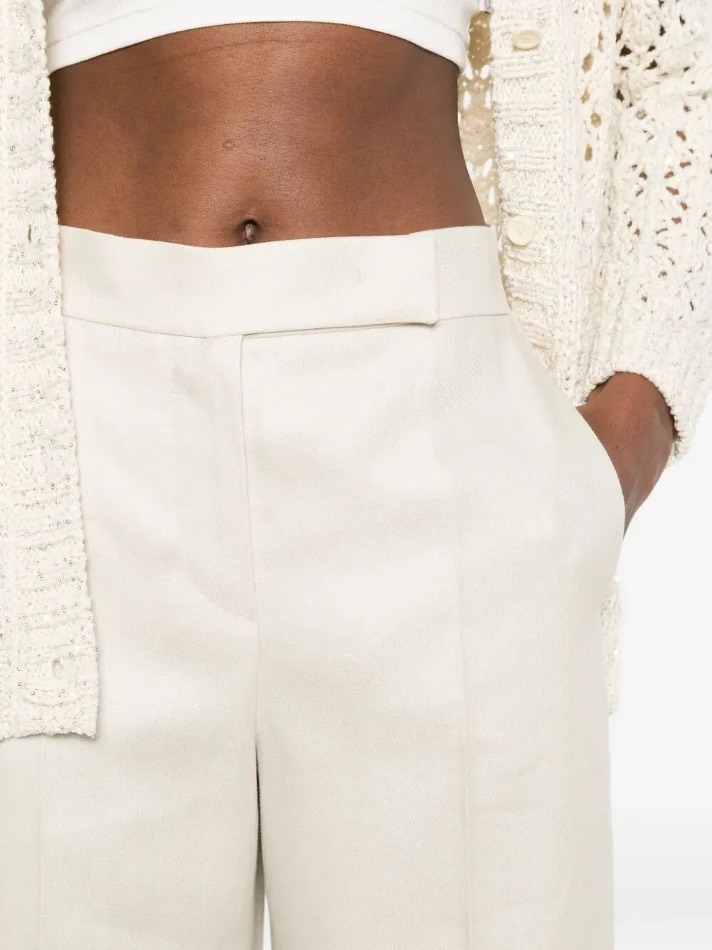 "BADESSE" LINEN HIGH WAISTED LONG TROUSERS sold by Lord & Taylor product image thumbnail 4