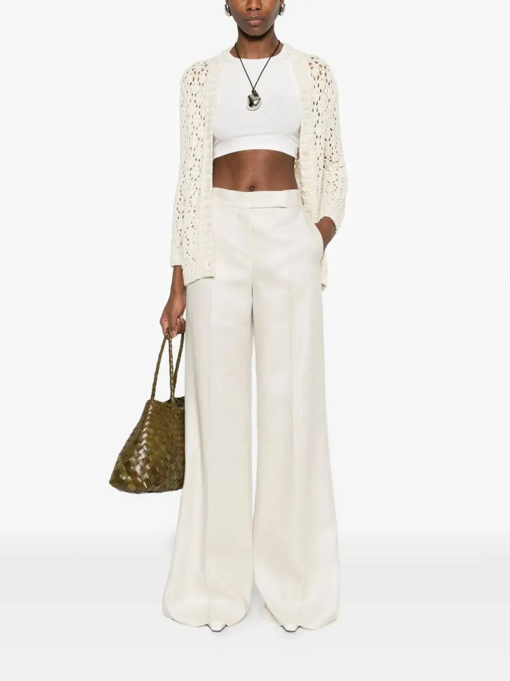 "BADESSE" LINEN HIGH WAISTED LONG TROUSERS sold by Lord & Taylor product image thumbnail 3