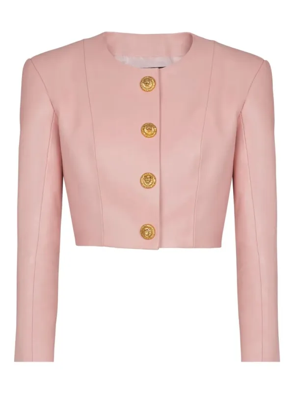 LONG SLEEVES BUTTONED LAMBSKIN CROPPED JACKET made by Lord & Taylor
