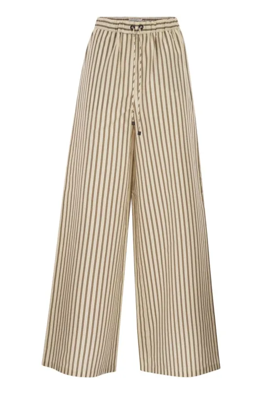 MXMORDINE - WIDE-LEG TROUSERS IN STRIPED COTTON AND SILK CANVAS sold by Lord & Taylor