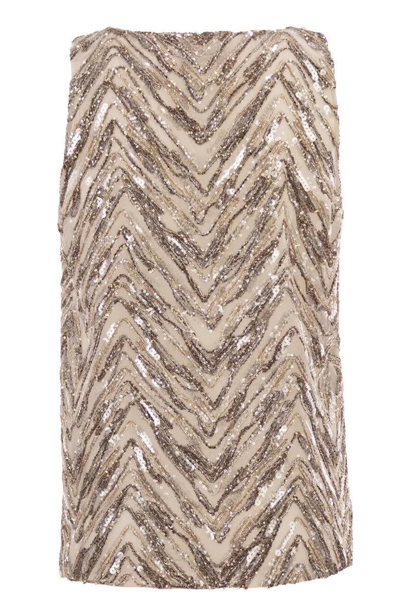 CRISPY SILK TOP WITH DAZZLING CHEVRON EMBROIDERY sold by Lord & Taylor product image thumbnail 2