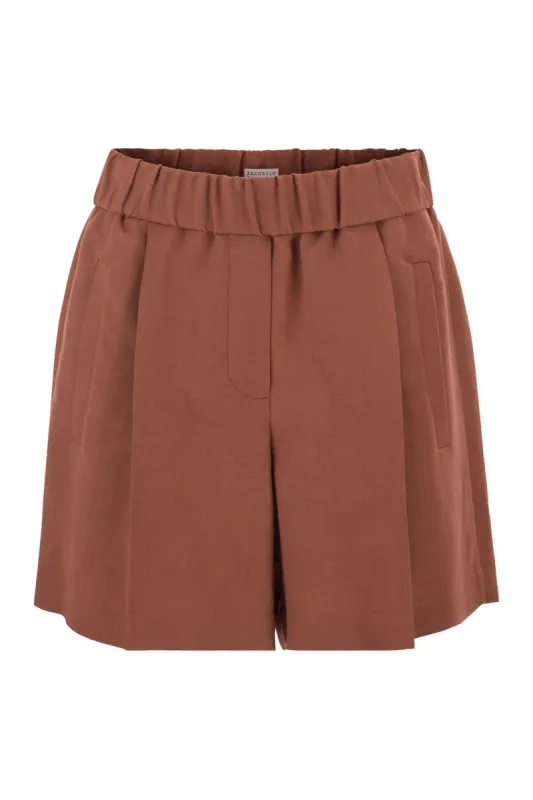 BAGGY SHORTS IN FLUID VISCOSE AND LINEN TWILL made by Brunello Cucinelli