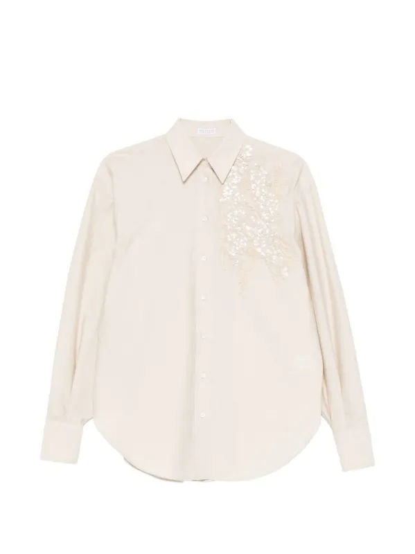 SHIRT WITH FLORAL EMBROIDERY AND SEQUINS made by Brunello Cucinelli