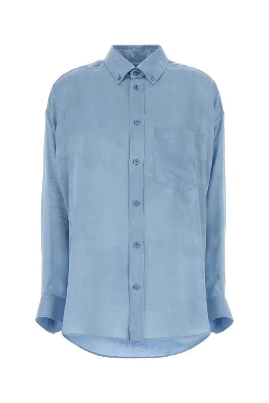 LIGHT BLUE SILK SHIRT made by Balenciaga