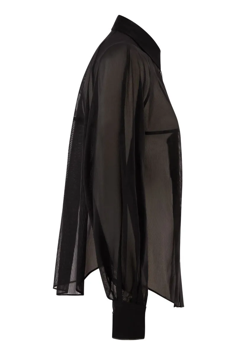 COTTON ORGANZA STRIPE SHIRT WITH NECKLACE sold by Lord & Taylor product image thumbnail 3