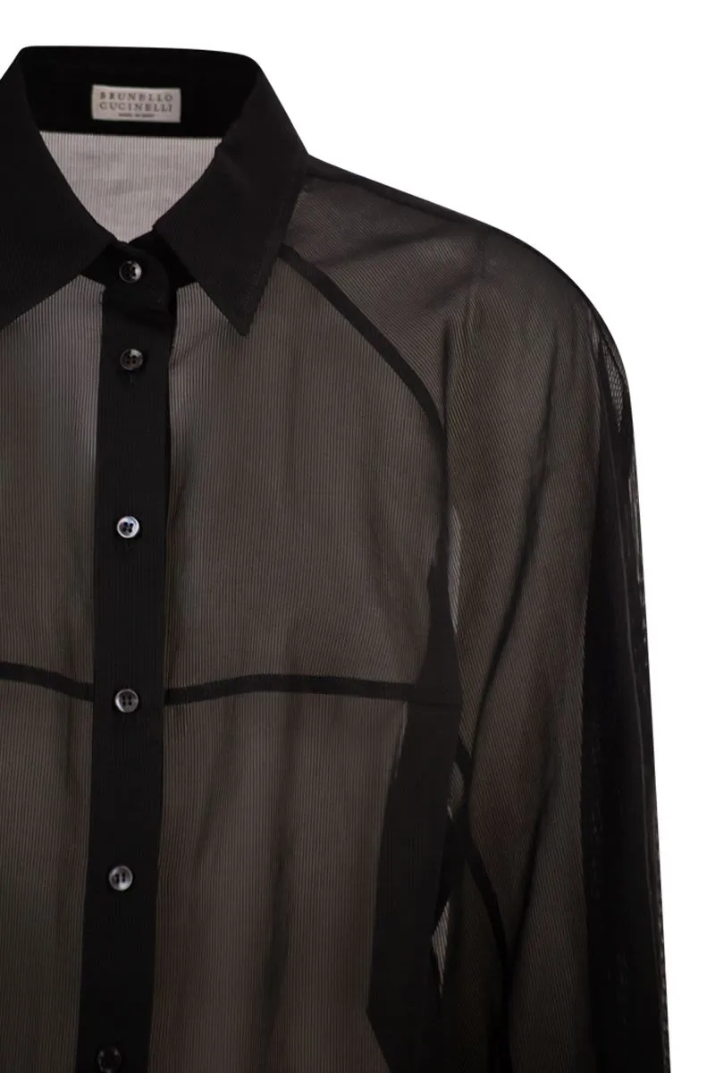 COTTON ORGANZA STRIPE SHIRT WITH NECKLACE sold by Lord & Taylor product image thumbnail 4