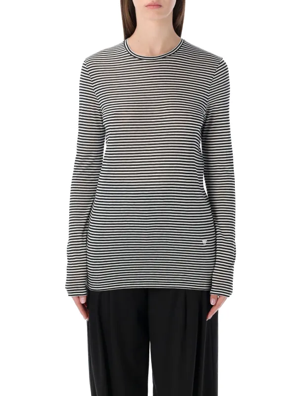 LONG-SLEEVED STRIPED T-SHIRT WITH TONAL TF EMBROIDERED LOGO made by Tom Ford