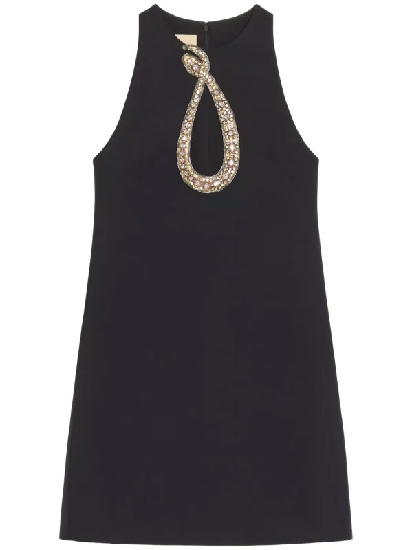 RHINESTONE SNAKE EMBROIDERY CREPE COUTURE SHORT DRESS sold by Lord & Taylor