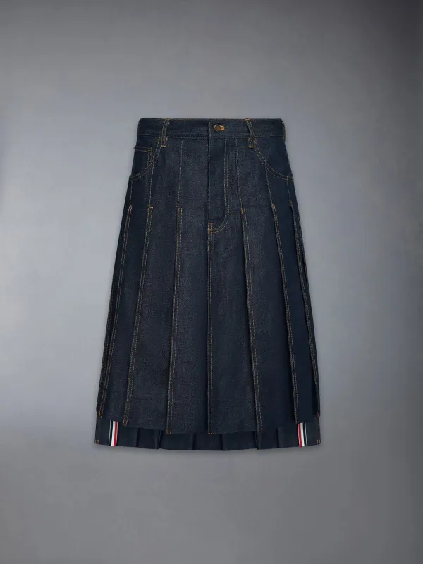 COTTON DENIM PLEATED SKIRT made by Lord & Taylor