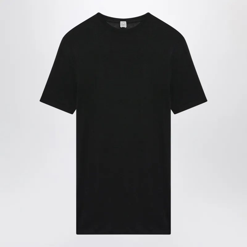 BLACK VISCOSE JERSEY TSHIRT made by Toteme