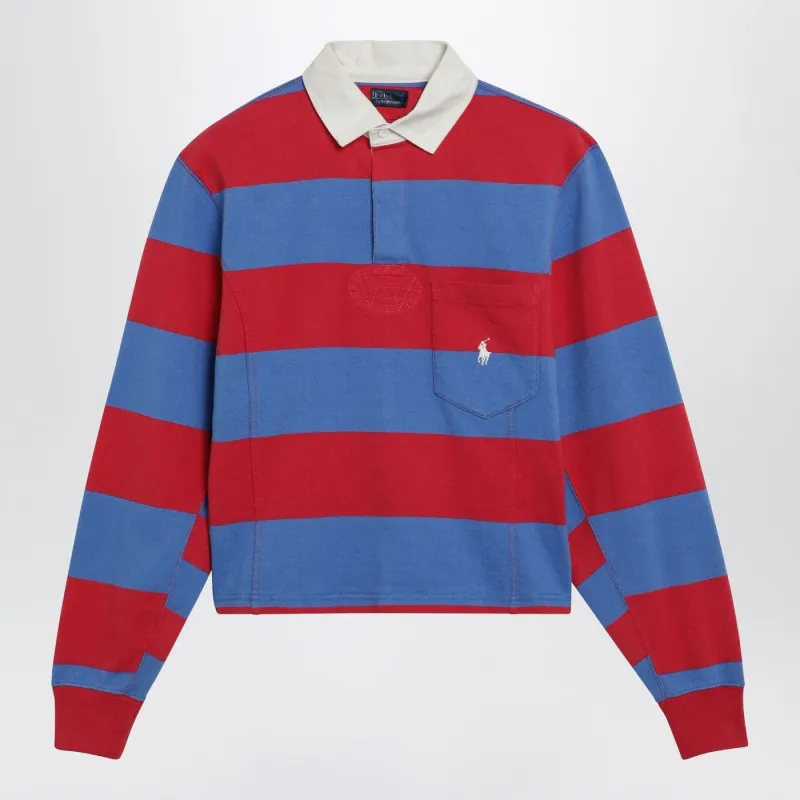 RED/PURPLISH BLUE STRIPED POLO made by Polo by Ralph Lauren