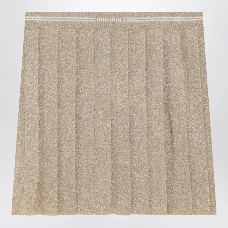 GOLD PLEATED LUREX MINISKIRT made by Miu Miu