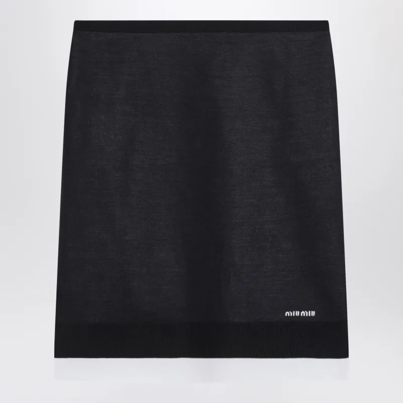 SKIRT WITH DOUBLE LAYER BLUE/WHITE made by Miu Miu