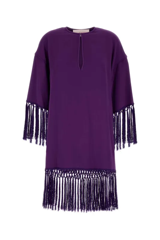 SILK PURPLE DRESS WITH FRINGES sold by Lord & Taylor