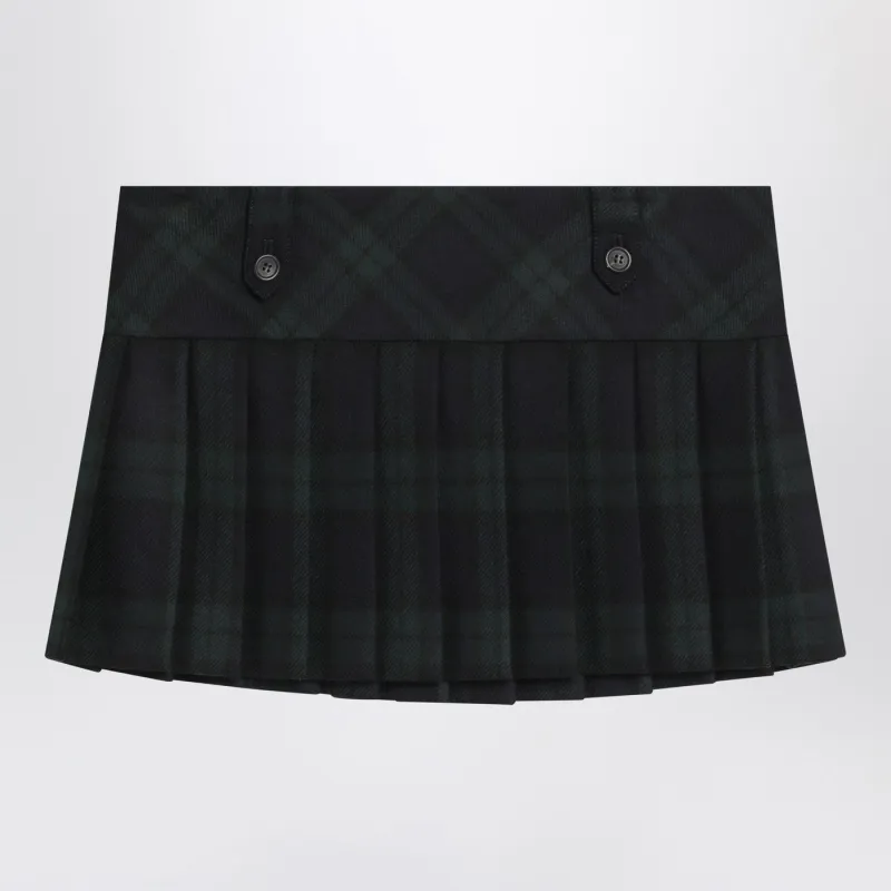 BLUE/GREEN PLEATED WOOL MINI SKIRT made by Miu Miu