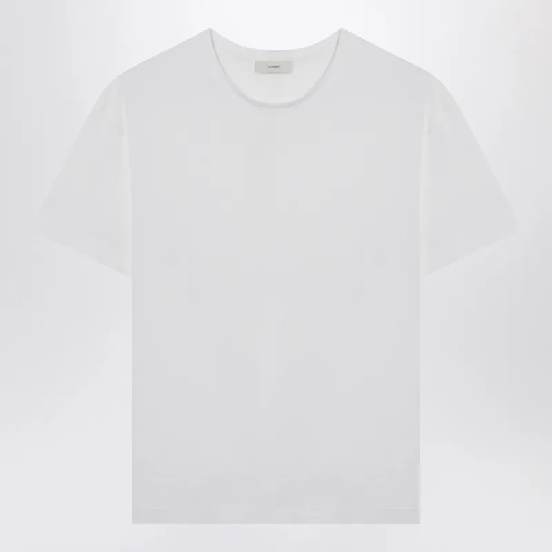 WHITE ORGANIC COTTONBLEND TSHIRT made by Toteme