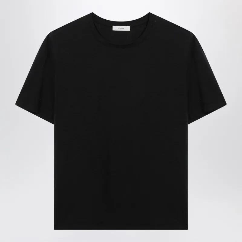 BLACK ORGANIC COTTONBLEND TSHIRT made by Toteme