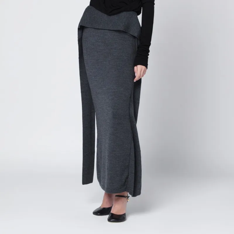 LONG GREY WOOL SKIRT made by Entire Studios