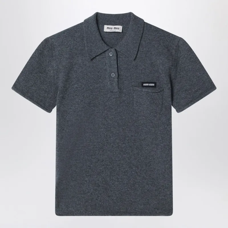 SLATE GREY CASHMERE POLO SHIRT made by Miu Miu