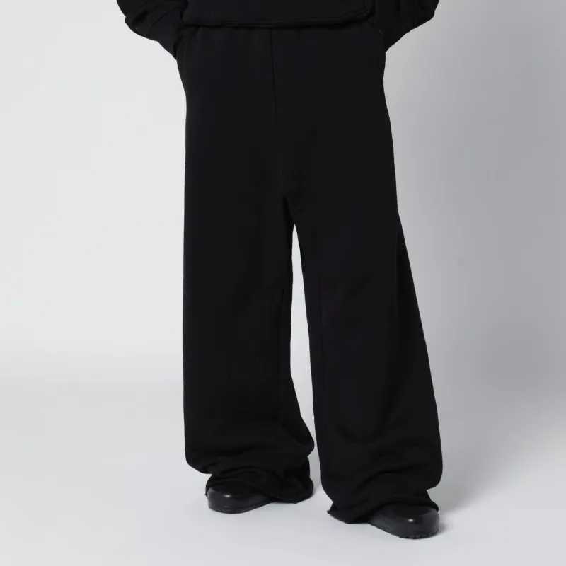BLACK WIDELEG COTTON JOGGING TROUSERS made by Entire Studios