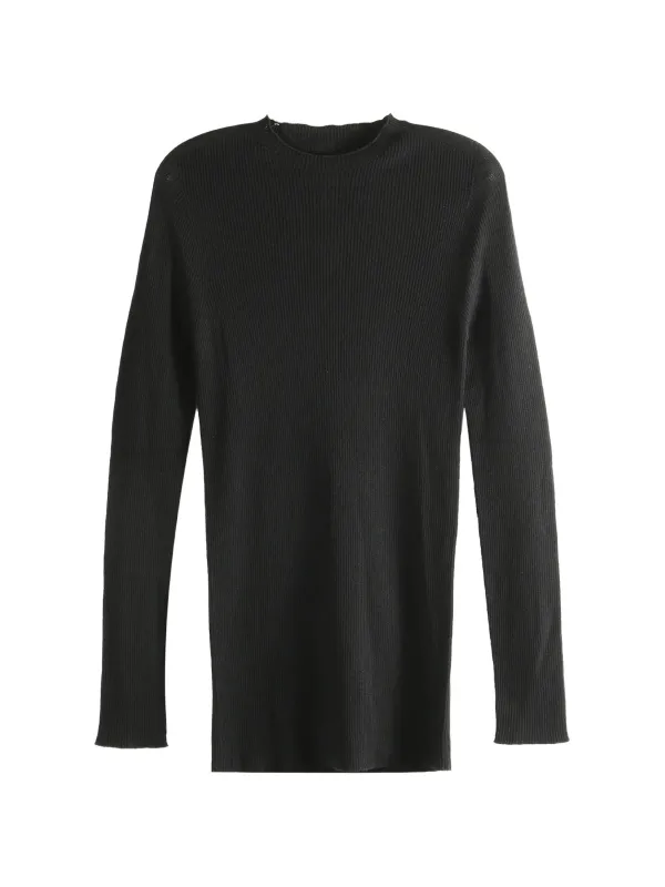 RIBBED CREWNECK BLACK VIRGIN WOOL SWEATER made by Rick Owens