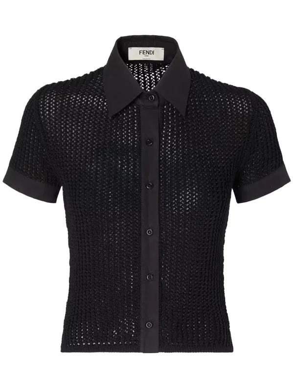 MILITARY MESH BLACK COTTON SHIRT sold by Lord & Taylor