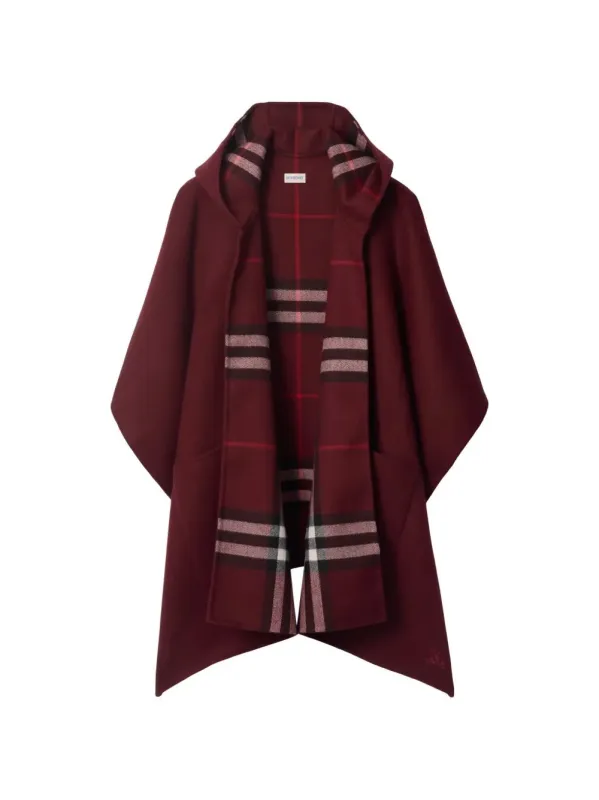 SLD CHK CSE CTH OXBLOOD RED CASHMERE CAPE made by Burberry