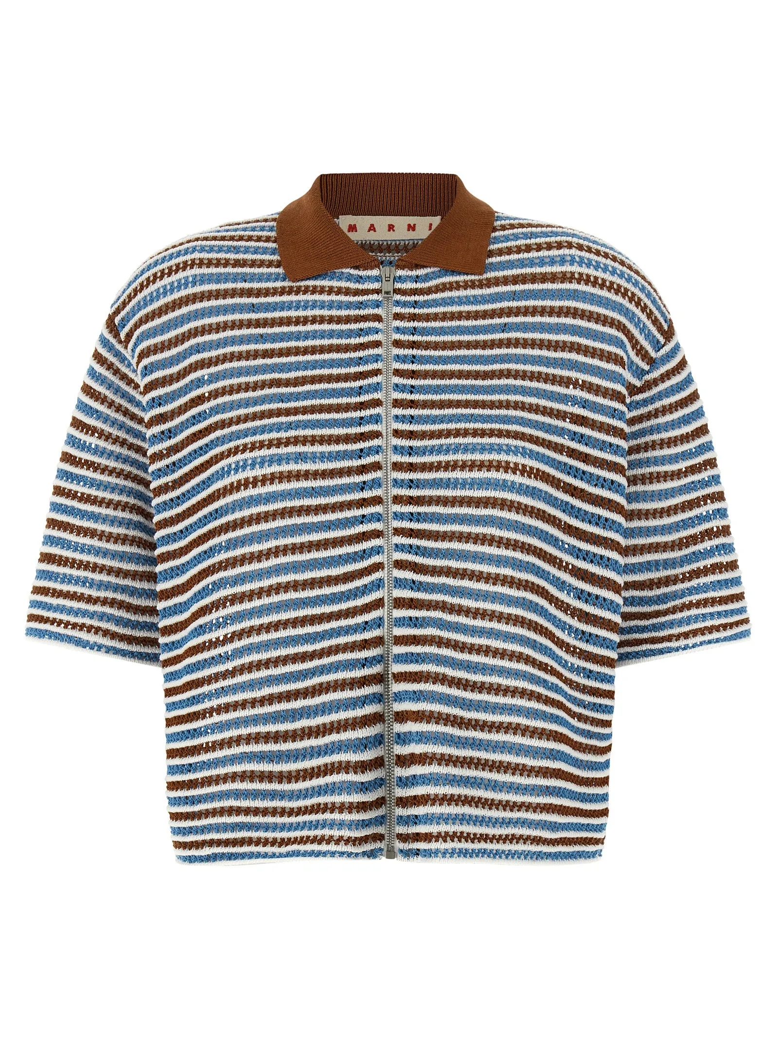 Striped crochet cardigan sold by Lord & Taylor