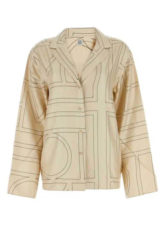 MONOGRAM IVORY SILK SHIRT sold by Lord & Taylor