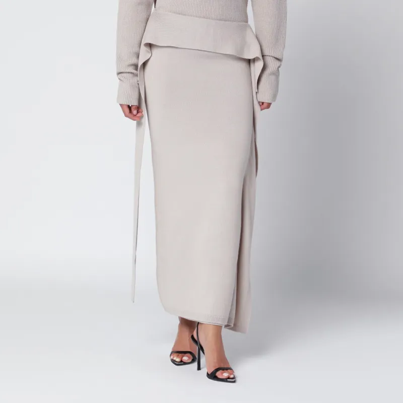 LIGHT BEIGE LONG WOOL SKIRT made by Entire Studios