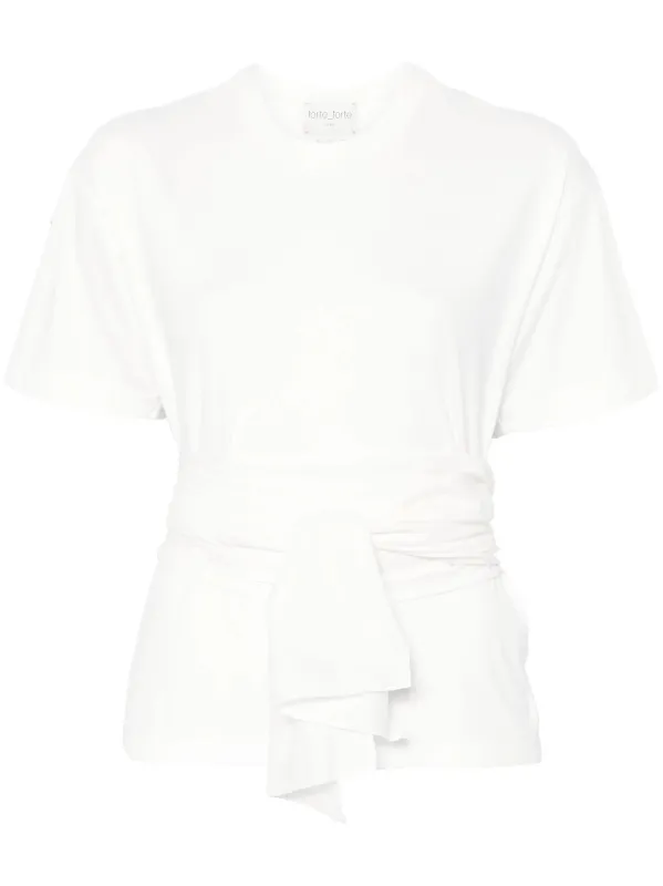 WHITE ORGANIC COTTON KNOTTED T-SHIRT made by Forte Forte