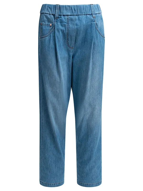 STRAIGHT-LEG LIGHT BLUE COTTON JEANS sold by Lord & Taylor