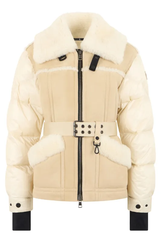 ALVERNIA PUFFER JACKET WITH SHEARLING BELT made by Moncler