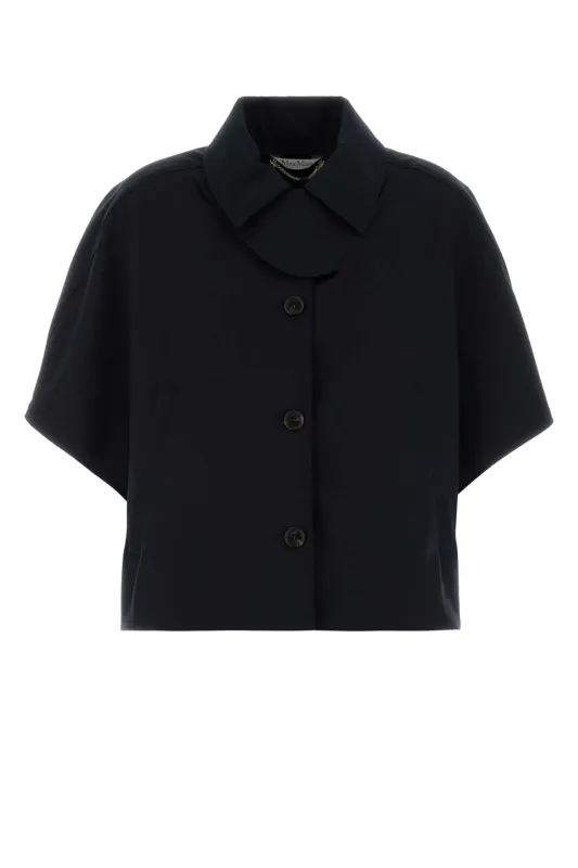 NAVY BLUE COTTON PAGGIO CAPE made by MaxMara