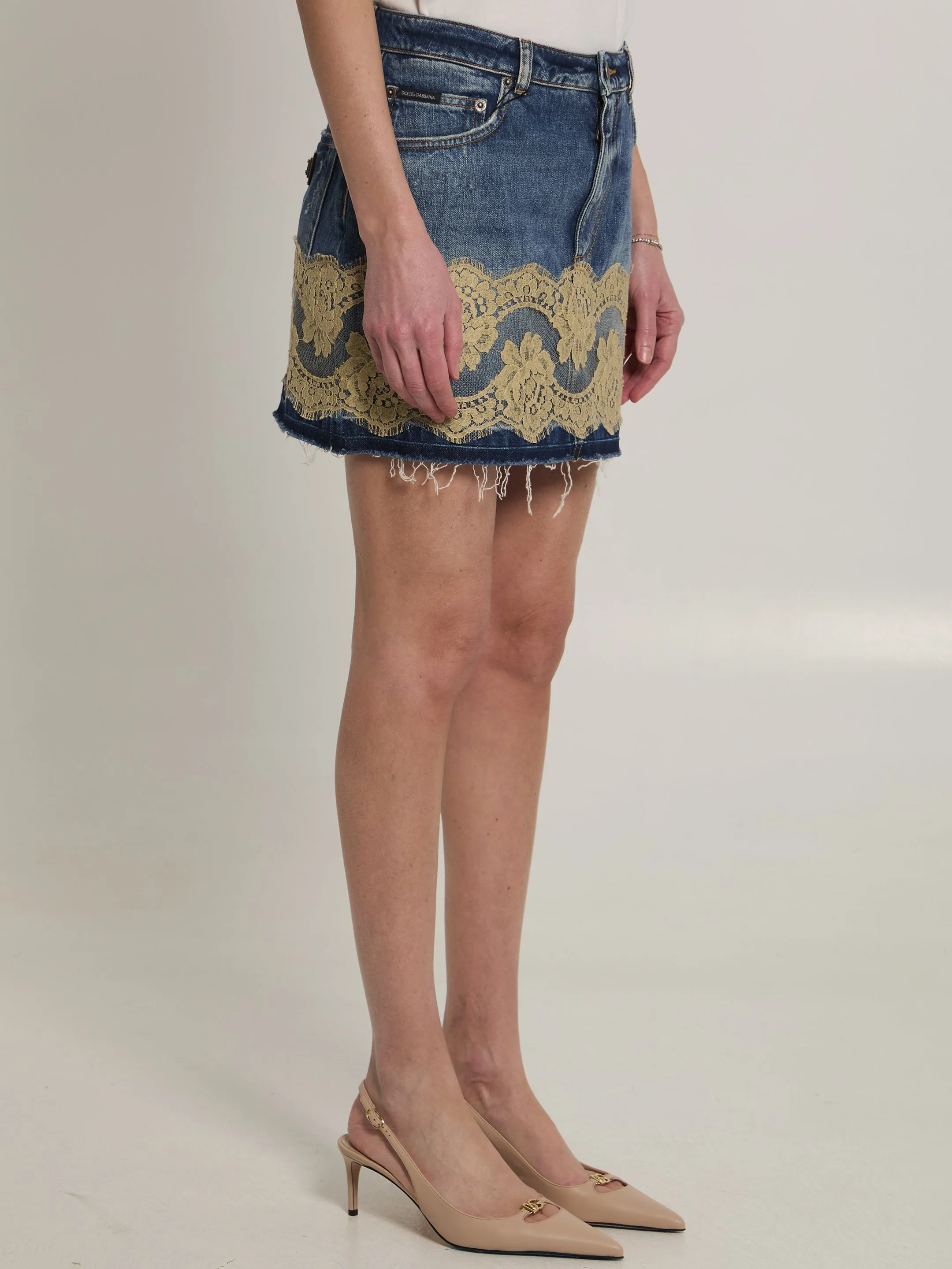 DENIM MINI SKIRT WITH LACE sold by Lord & Taylor product image thumbnail 2