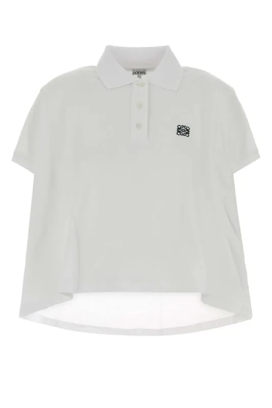 WHITE PIQUET POLO SHIRT made by Loewe