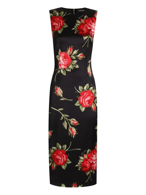 ROSE BOUQUET-PRINT SATIN SHEATH DRESS made by Lord & Taylor